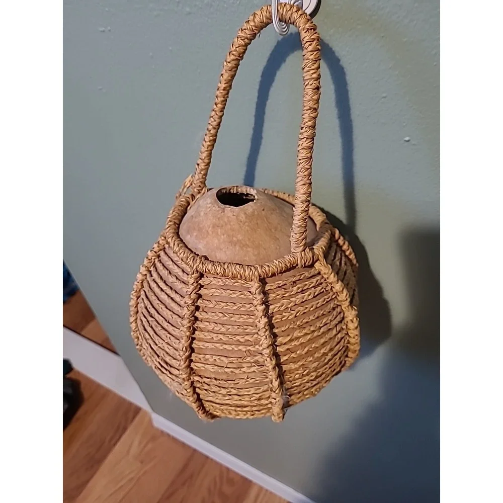 Basket Gourd Antique Wicker Container Vessel Primitive African Rustic‎ Decor